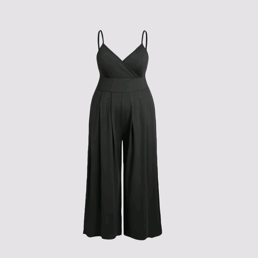 Cider TikTok Black Wide-Leg Jumpsuit with Fitted Waist